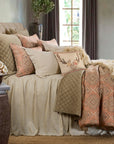 Luna - Queen Washed Linen Bedspread Set Set of 3 - Light Tan