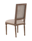 Linen & Oak - Caned Back Side Chair - Dark Brown / Beige