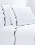 Border Embroidery - King Sheet Set (Set of 4) - White / Black
