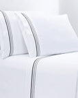 Border Embroidery - Queen Sheet Set Set of 4 - White / Black