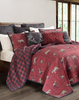 Woodland Plaid - Full/Queen Reversible Quilt Set Set of 3 - Red / Navy