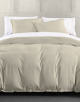 Hera - King Washed Linen Flange Comforter Set Set of 3 - Light Tan