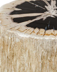 Arco - Petrified Wood Top Accent Table - Black / White