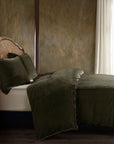 Stella - Queen Faux Silk Velvet Duvet Cover Set Set of 3 - Fern Green