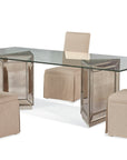Murano - Double Pedestal Table - Pearl Silver