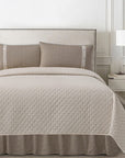 Fairfield - Full Linen Coverlet Set Set of 4 - Cream / Tan