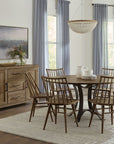 Dovetail - Solid American Oak - Round Table With A Metal Pedestal