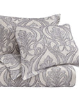 Nicole - King Damask Duvet Cover Set Set of 3 - Gray