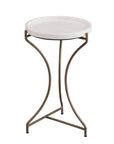 Mcgowan - Accent Table - Antique Brass / White Marble