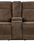MS - Wheeler Power Console Loveseat With Power Headrest - Dark Brown