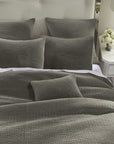 Stonewashed Cotton Velvet - Full/Queen Quilt Set Set of 3 - Gray