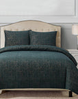 Hayworth - Queen Comforter Set Set of 3 - Deep Teal / Gold