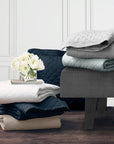 Diamond Linen - Full/Queen Linen Cotton Diamond Quilt - Gray