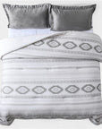 Free Spirit - Queen Comforter Set Set of 4 - Gray / White