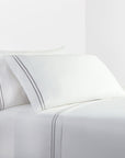 Stripe Sheet - King 350TC Embroidered Stripe Sheet Set Set of 4 - White / Gray