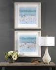 Sea Glass Sandbar - Framed Prints (Set of 2) - Light Blue