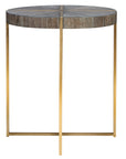 Taja - Round Accent Table - Dark Brown & Gold