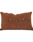 Western Suede Pillow - Western Suede Antique Silver Concho & Studded Lumbar Pillow - Tobacco