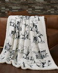 Campfire - Ranch Life Western Toile Campfire Sherpa Throw 6 Per Carton - Black / White