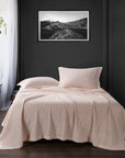 Stonewashed Cotton Waffle Weave - Full/Queen Coverlet Set (Set of 3) - Blush