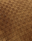 Genuine Leather - Woven Suede & Basket Weave Long Lumbar Pillow - Brown