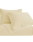 Stonewashed Cotton Velvet - Full/Queen Quilt Set Set of 3 - Light Tan