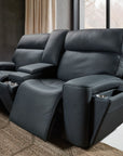 Riverton - Power Gliding Console Loveseat With Power Headrest And Lumbar - Black