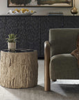 Arco - Petrified Wood Top Accent Table - Black / White