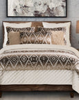 Chalet - Queen Aztec Duvet Cover Set Set of 3 - White / Brown