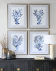 Shibori Coral - Framed Prints (Set of 4) - Light Gray