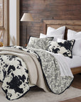 Clara - King Cowhide Reversible Quilt Set Set of 3 - Black
