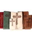 Western Cross - Embroidered Cross Towel Set Set of 3 , 2 Per Carton - Turquoise