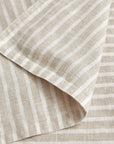 100% French Flax Linen - King Railroad Stripe Duvet Cover Set Set of 3 - Natural