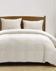 100% French Flax Linen - King Railroad Stripe Duvet Cover Set Set of 3 - Natural