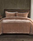 Stella - Queen Faux Silk Velvet Duvet Cover Set Set of 3 - Dusty Rose