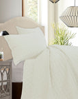 Velvet Diamond - Full/Queen Quilt Set Set of 3 - Cream