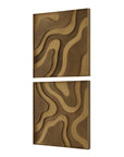 Golden Terrain - Wooden Wall Decor (Set of 2) - Brown / Gold
