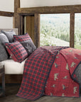 Woodland Plaid - Full/Queen Reversible Quilt Set Set of 3 - Red / Navy