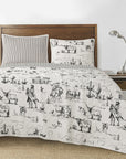Ranch Life - Twin Western Toile Reversible Quilt Set Set of 2 - Black