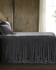 Stella - Twin Faux Silk Velvet Bedspread Set Set of 2 - Slate
