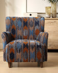 Lainey - Upholstered Ikat Armchair - Blue / Brown / Orange