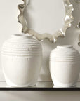 Luna - Ridge Ceramic Vases (Set of 2) - White