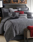 Hamilton - Queen Tweed Duvet Cover Set Set of 3 - Black / White