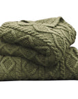 Cable Knit - Soft Wool Throw Blanket - Sage Green