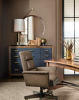 Melange - Geneva Accent Drawer Chest - Blue / Medium Walnut