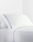 Stripe Sheet - King 350TC Embroidered Stripe Sheet Set Set of 4 - White / Navy