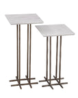 Xavier - Accent Table Set of 2 - Antique Brass / White Marble