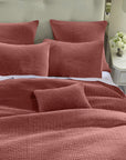 Stonewashed Cotton Velvet - Full/Queen Quilt Set Set of 3 - Salmon