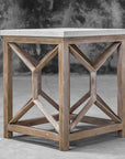 Catali - Stone End Table - White & Light Brown