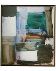 Green Fields - Framed Abstract Canvas - Black / Blue / Green / Orange / White / Yellow